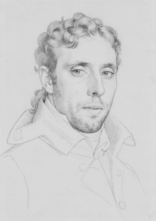 A pencil-sketch portrait